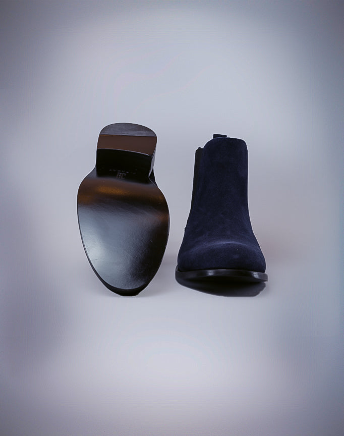 J. Sabat High – Wingtip Black Leather Suede Chelsea Boot - Navy