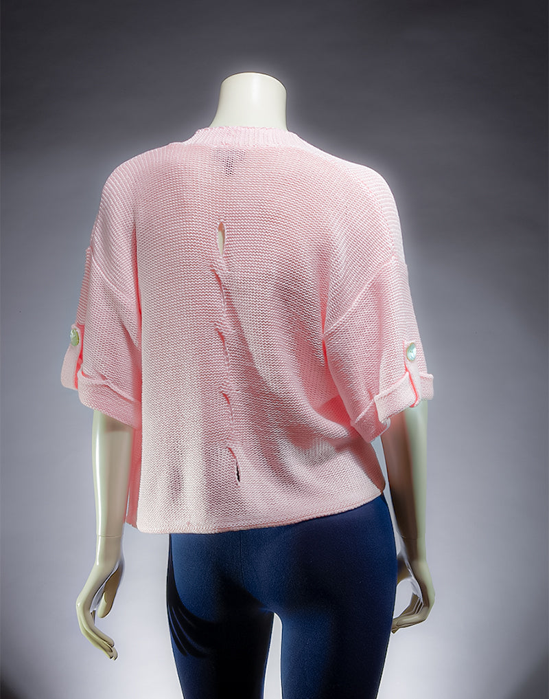 Baby Pink Knitted Cardigan With Detail at back