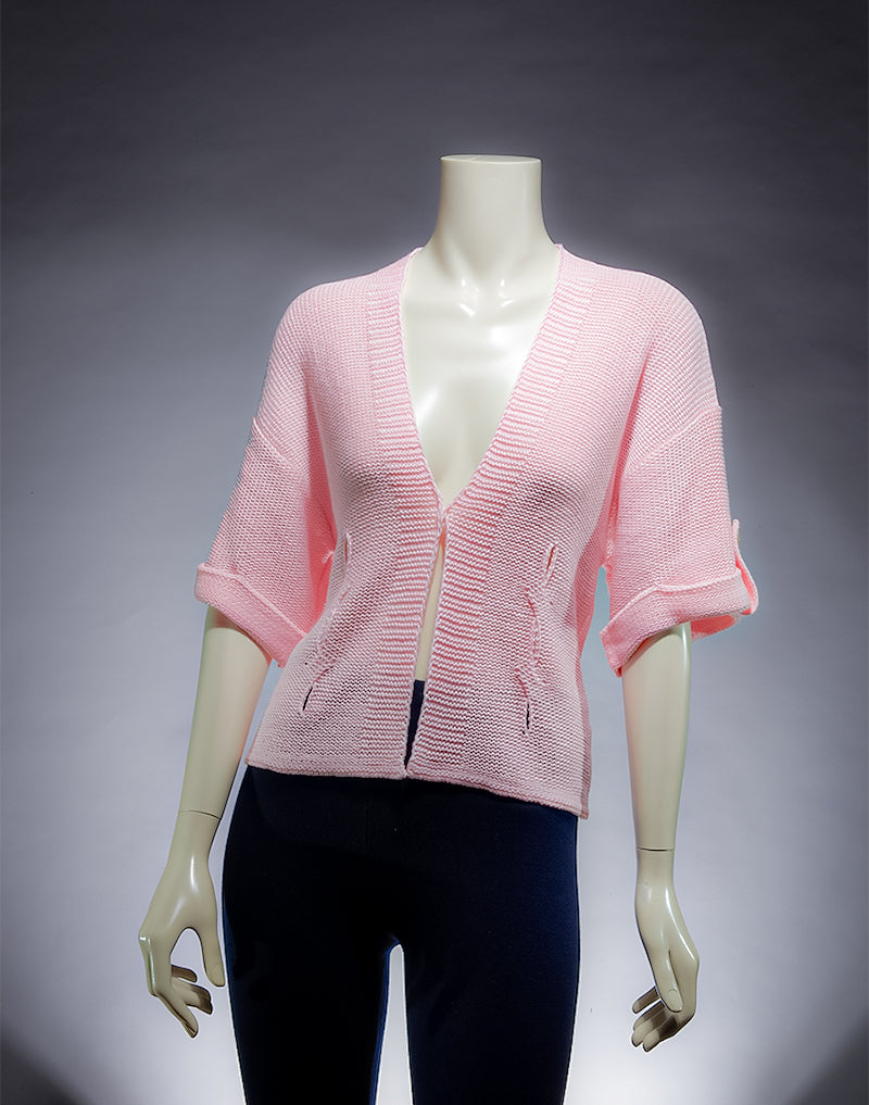 Baby Pink Knitted Cardigan With Detail at back