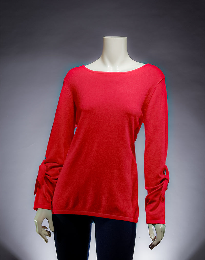 Red With Detailing On Sleeves  Women's Top