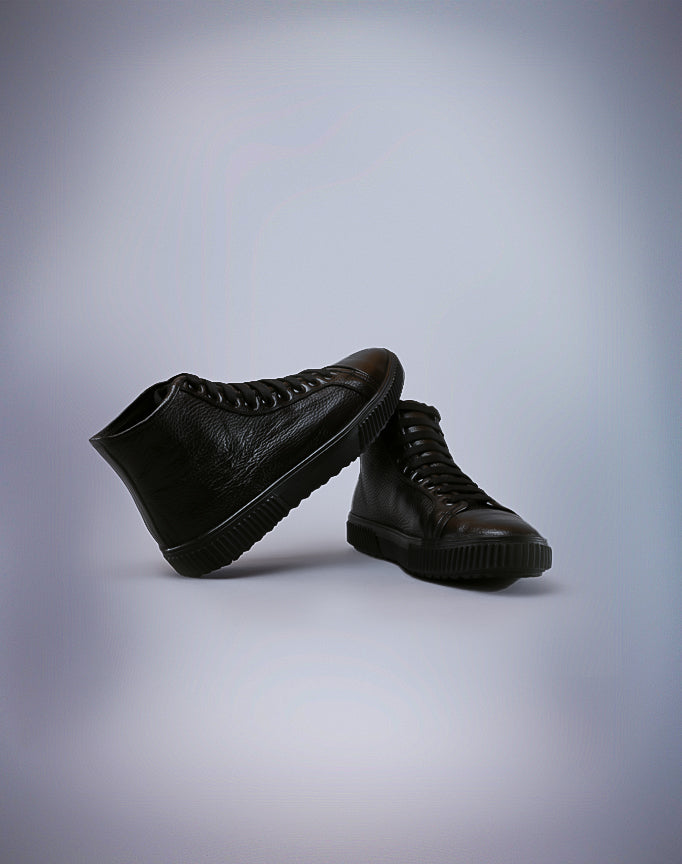 J. Sabat High – Top Leather Sneakers - Black