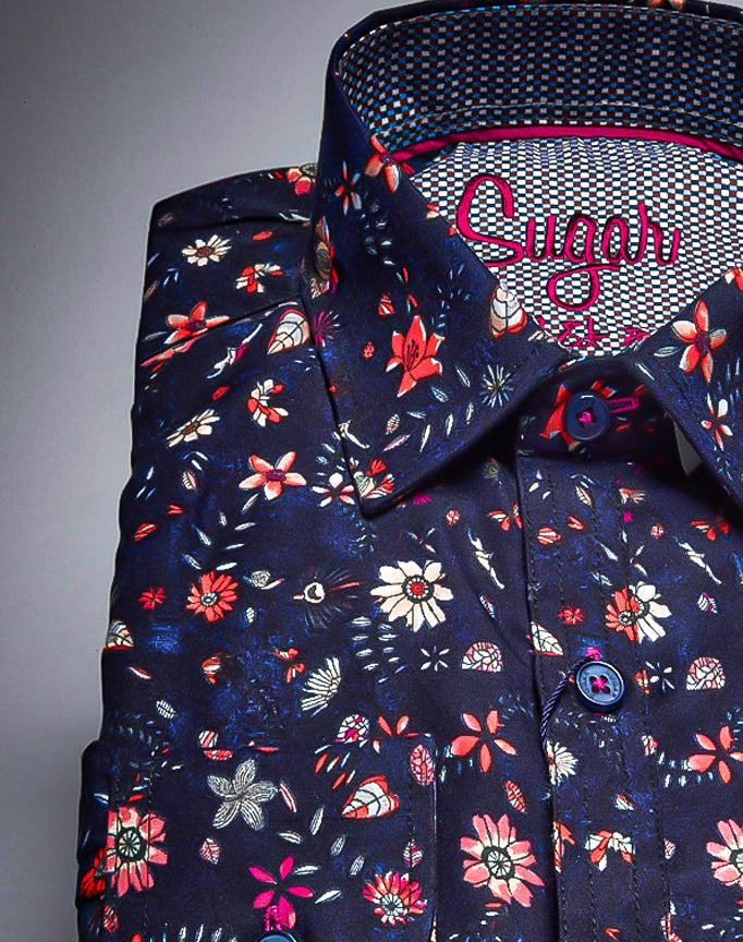 Navy blue button up shirt shop